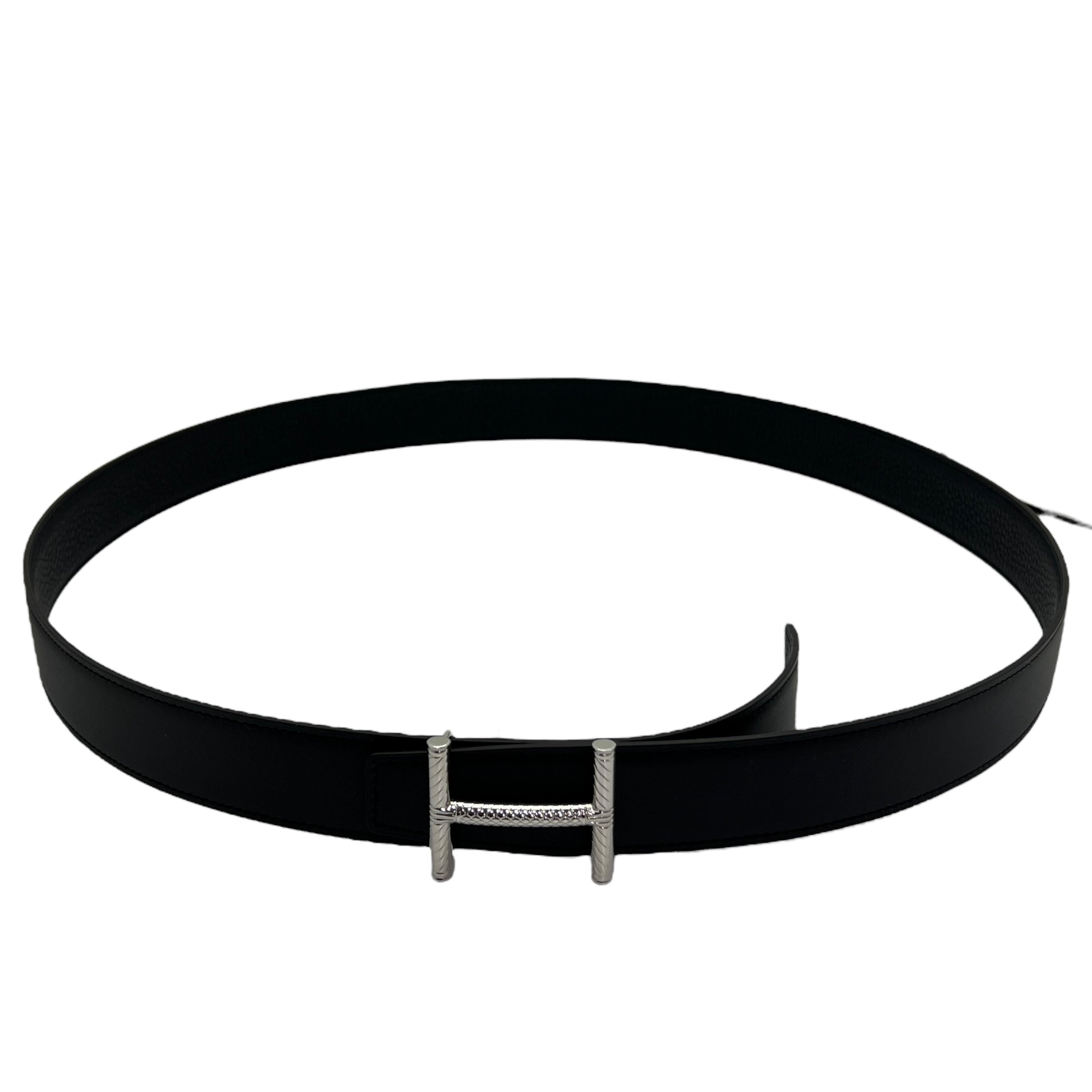 Hermès Fibbia da cintura Hisséo & Pelle reversibile per cintura 32 mm tg 100