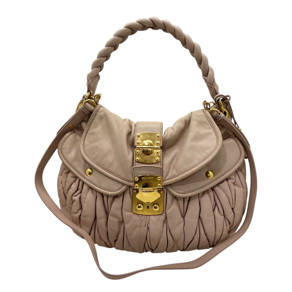 MIU MIU BORSA IN NAPPA GOFFRATA ROSA CON TRACOLLA