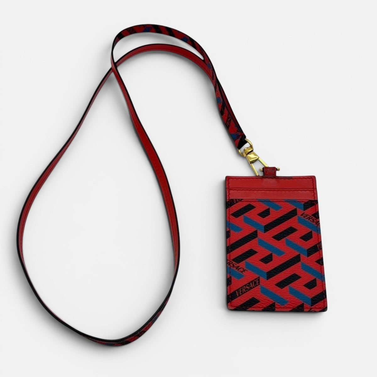 Versace porta carte da collo in pelle