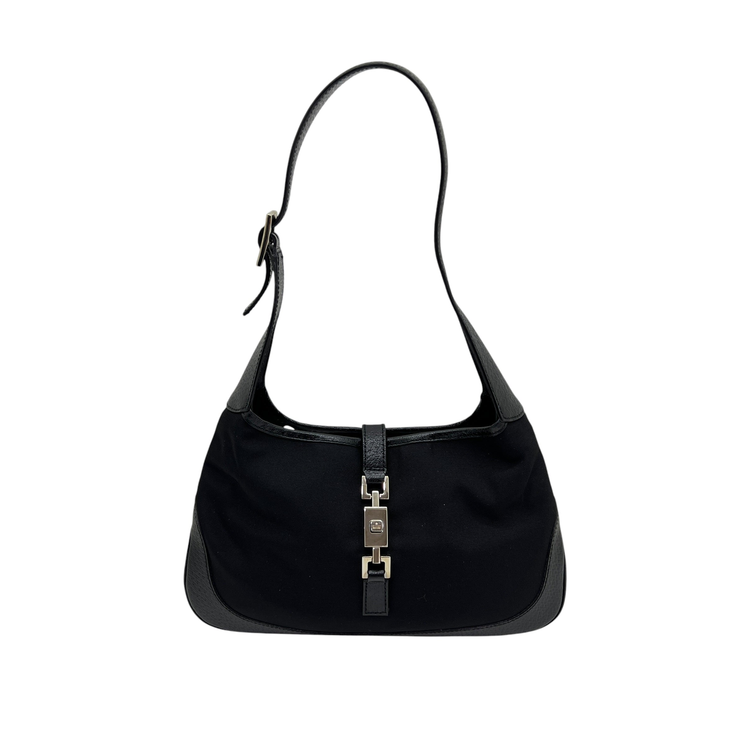 Jackie borsa piccola in pelle e tessuto