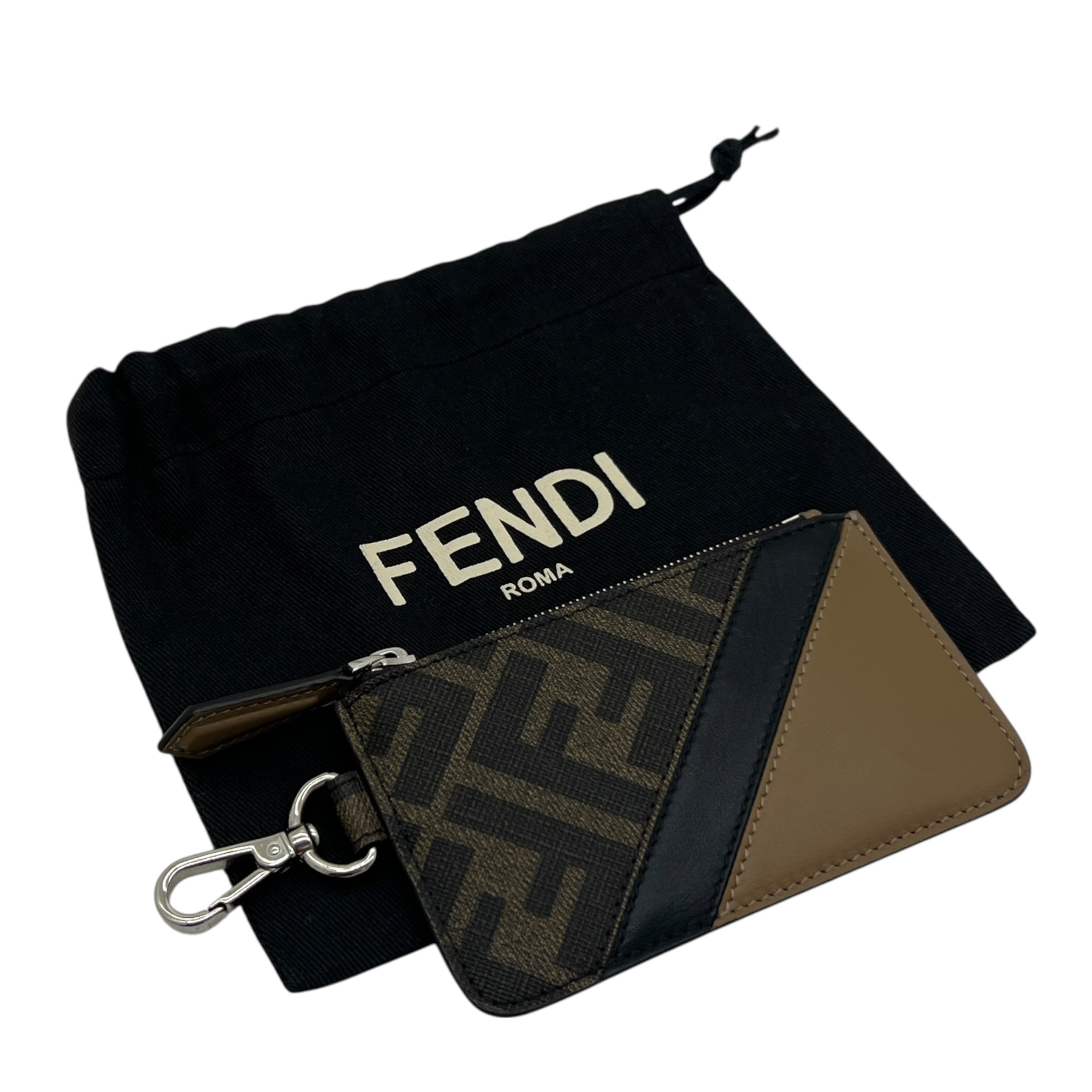 Portacarte con zip in tessuto FF