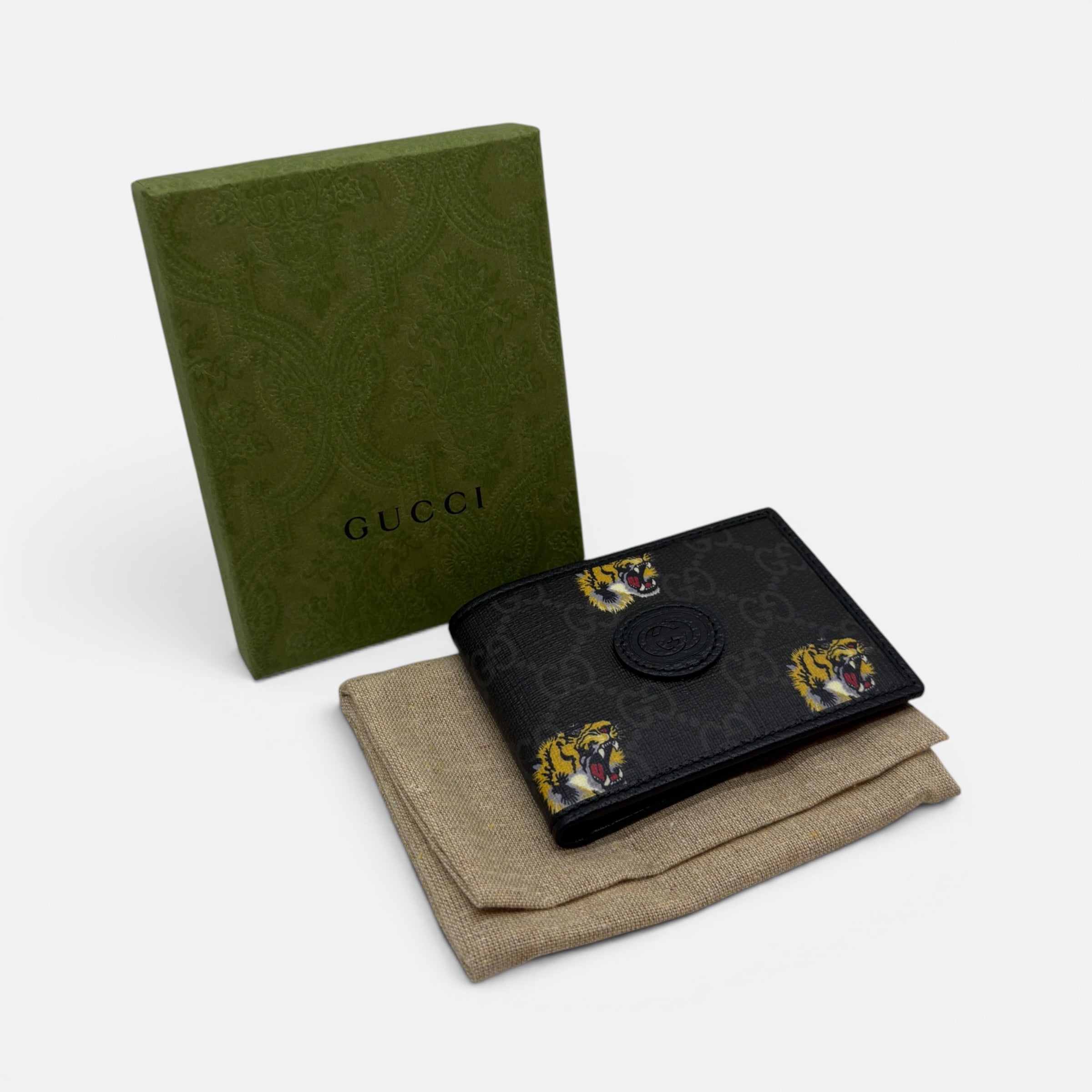 Portafoglio bi-fold GG con tigre