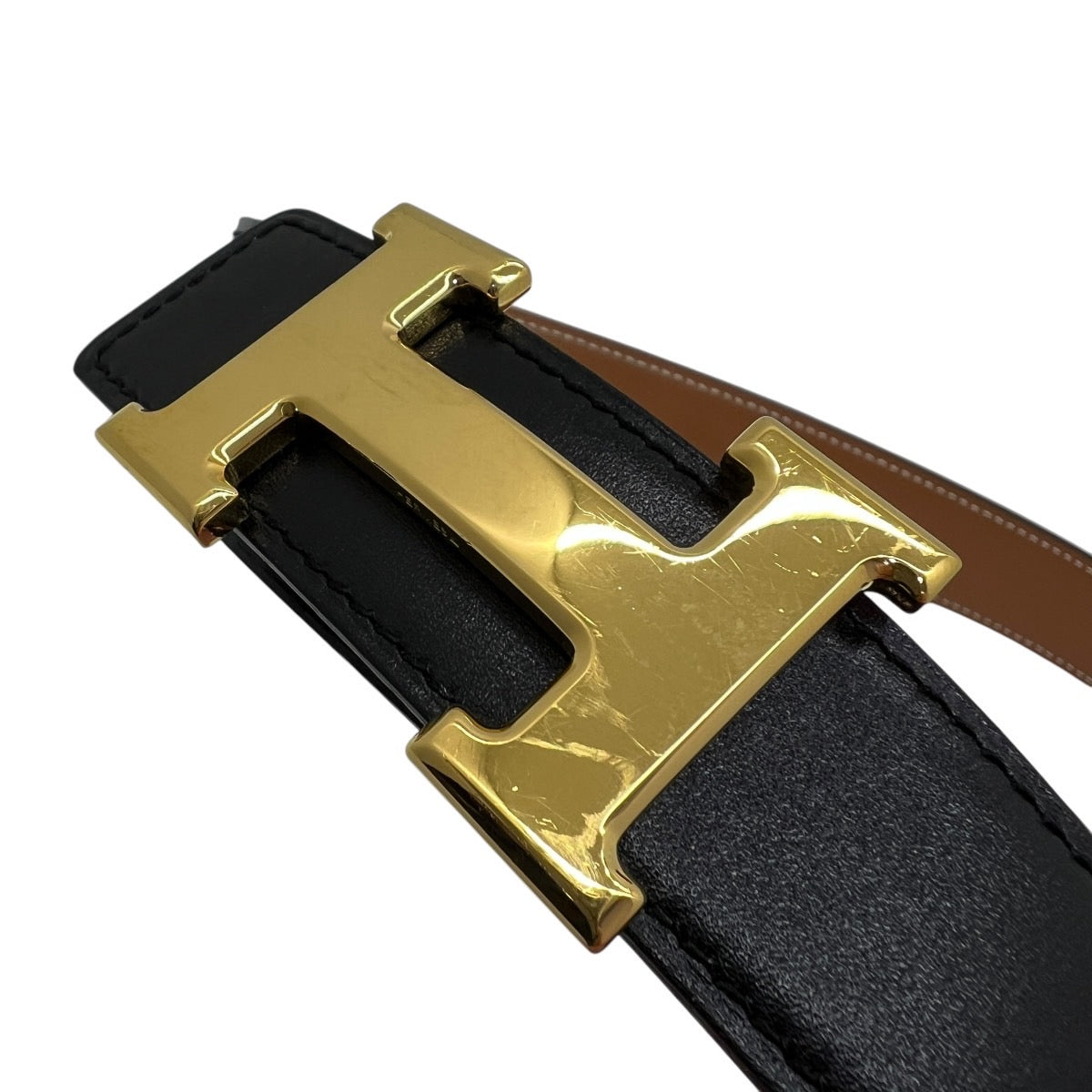 HERMÈS FIBBIA E PELLE REVERSIBILE PER CINTURA 32 mm MIS. 90