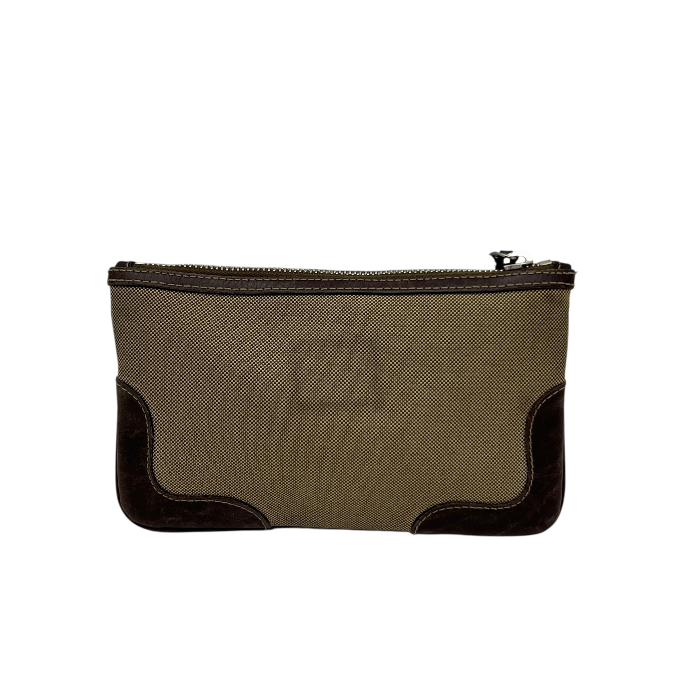 Pochette in tessuto e pelle