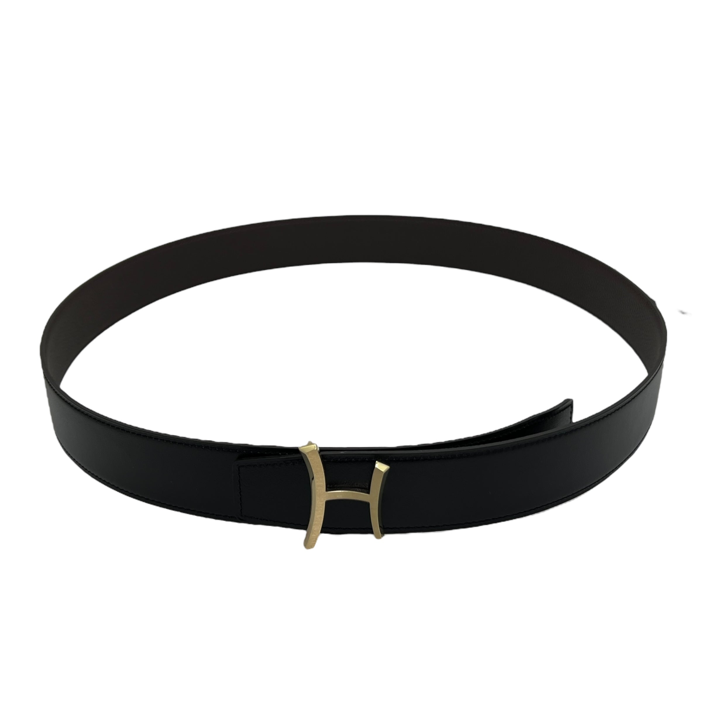 Hermès Fibbia da cintura Script & Pelle reversibile per cintura 38 mm tg 105