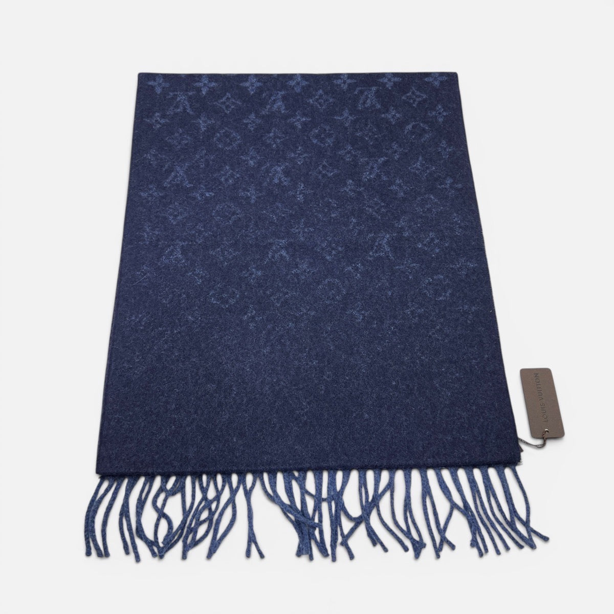 Sciarpa Cashmere e Lana Monogram Gradient Blu Marine