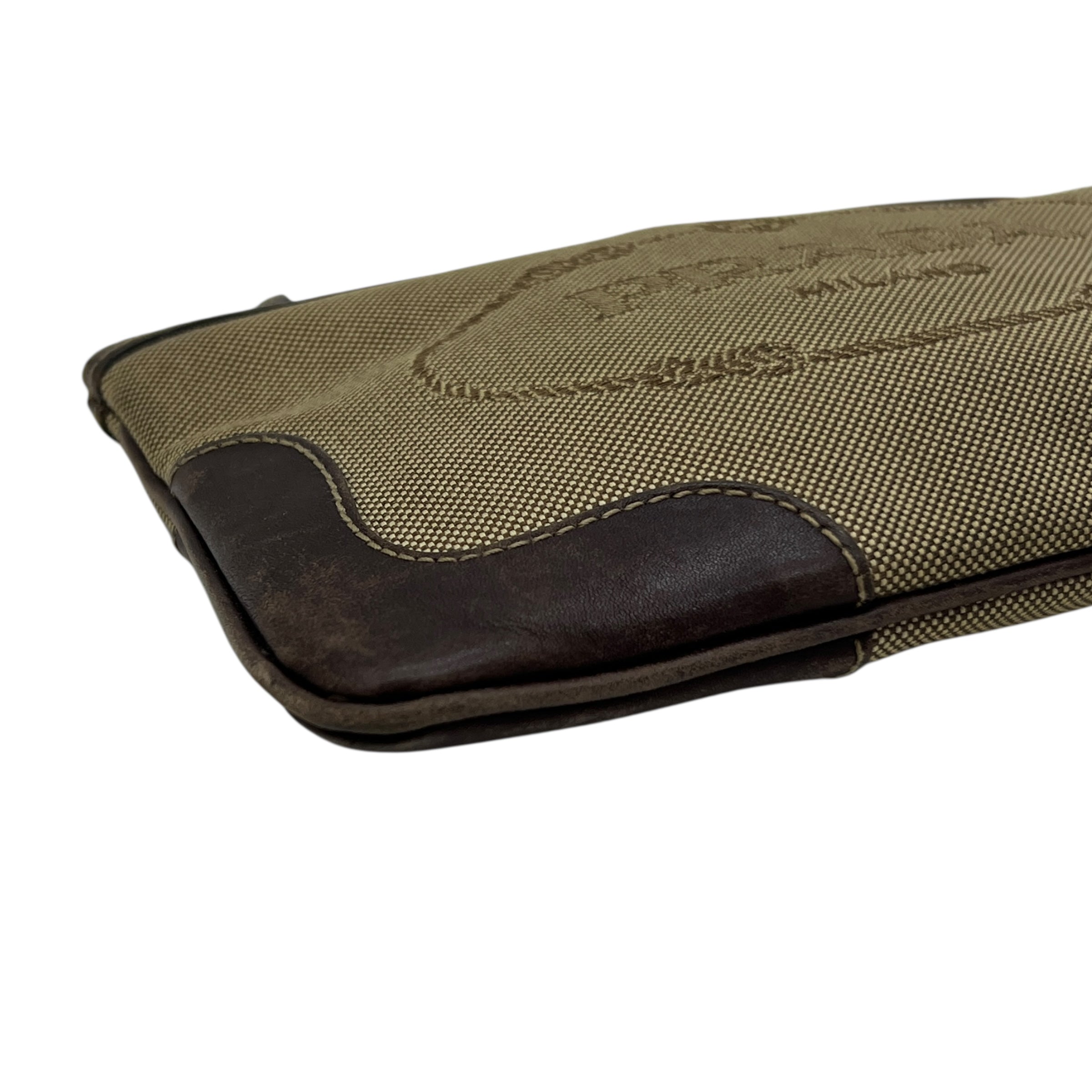 Pochette in tessuto e pelle