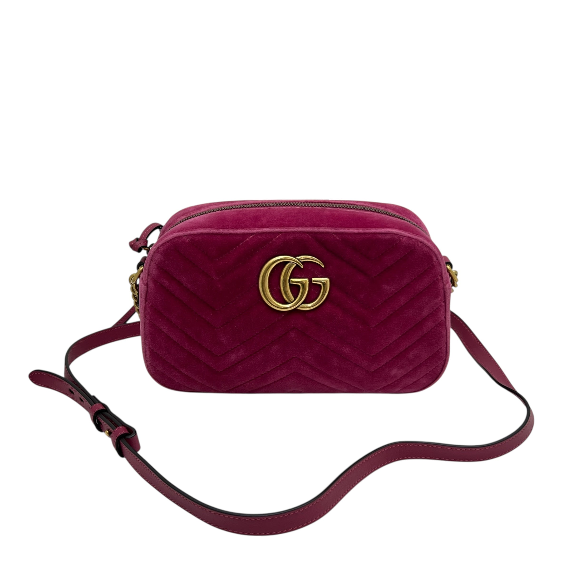 Camera bag GG Marmont in velluto misura piccola