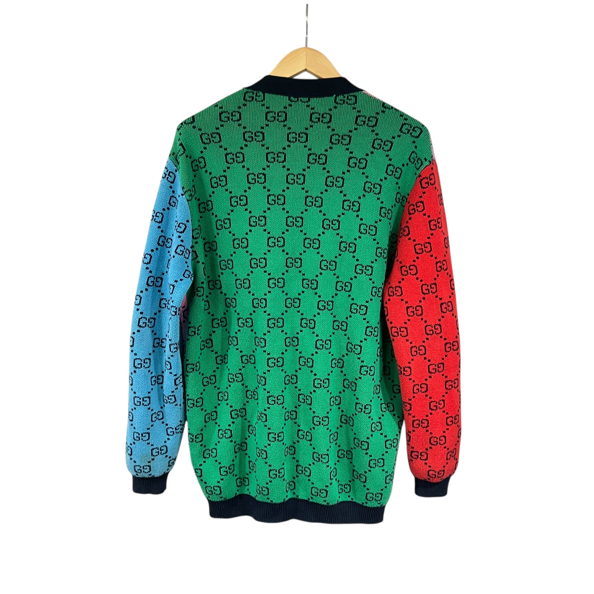 Cardigan multicolor GG in cotone misto cashmere taglia M