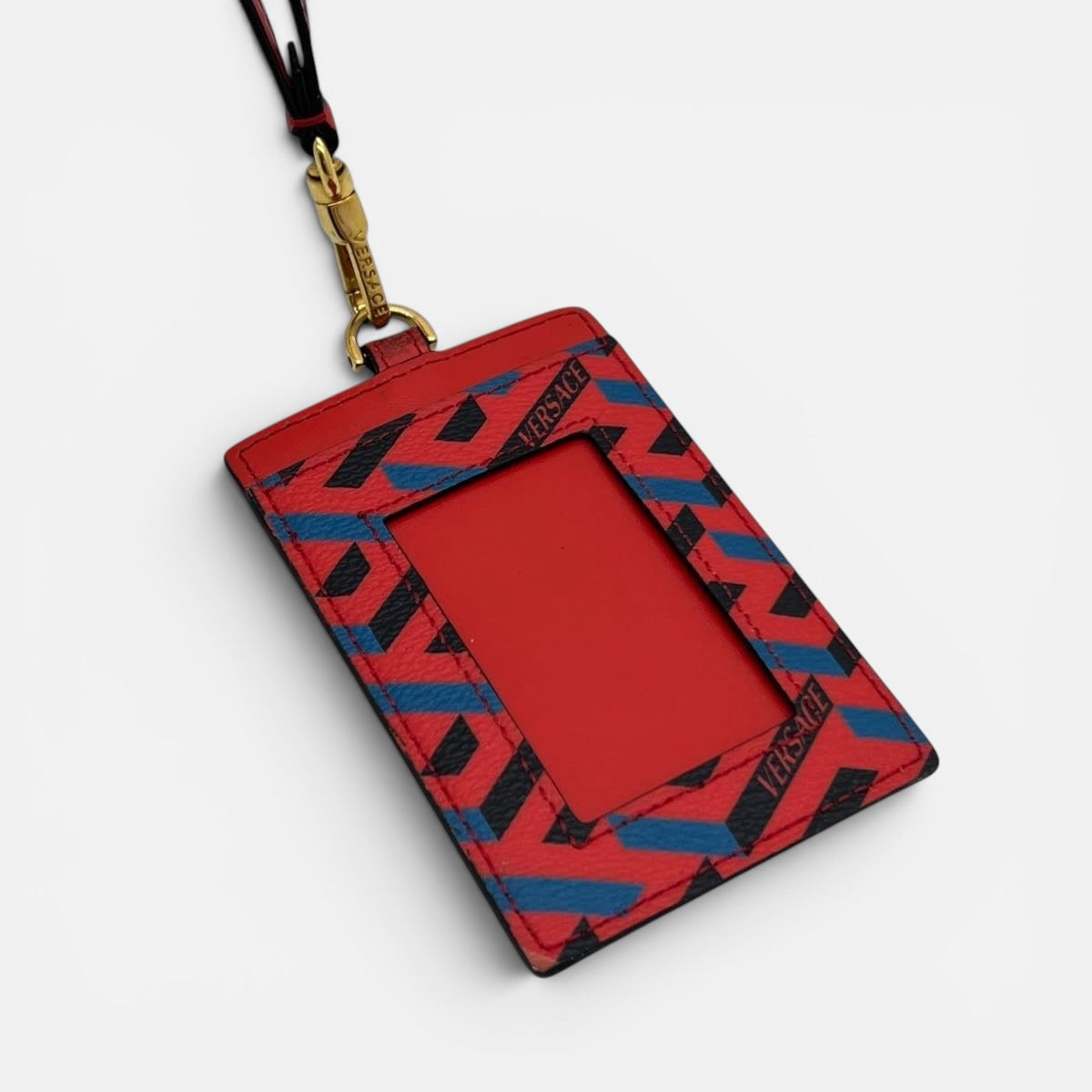 Versace porta carte da collo in pelle