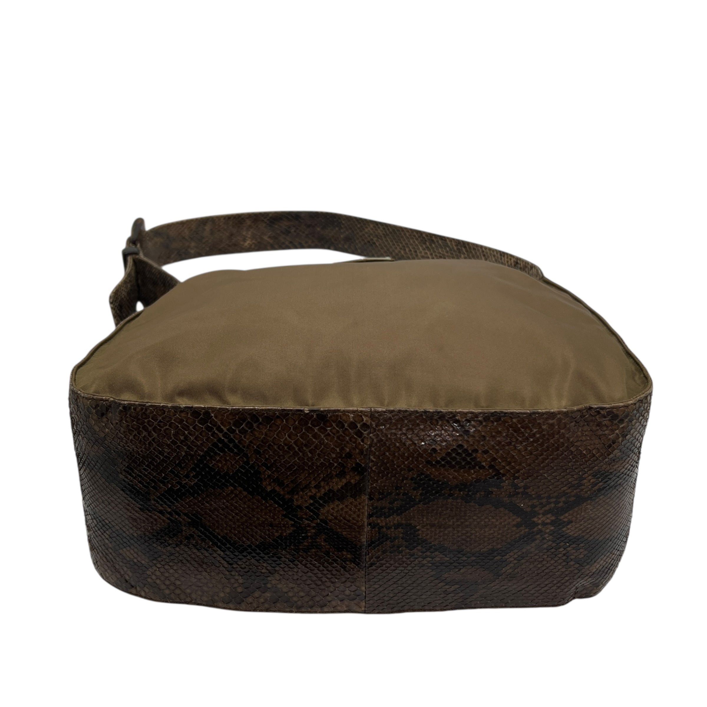 Borsa a spalla in nylon e pitone