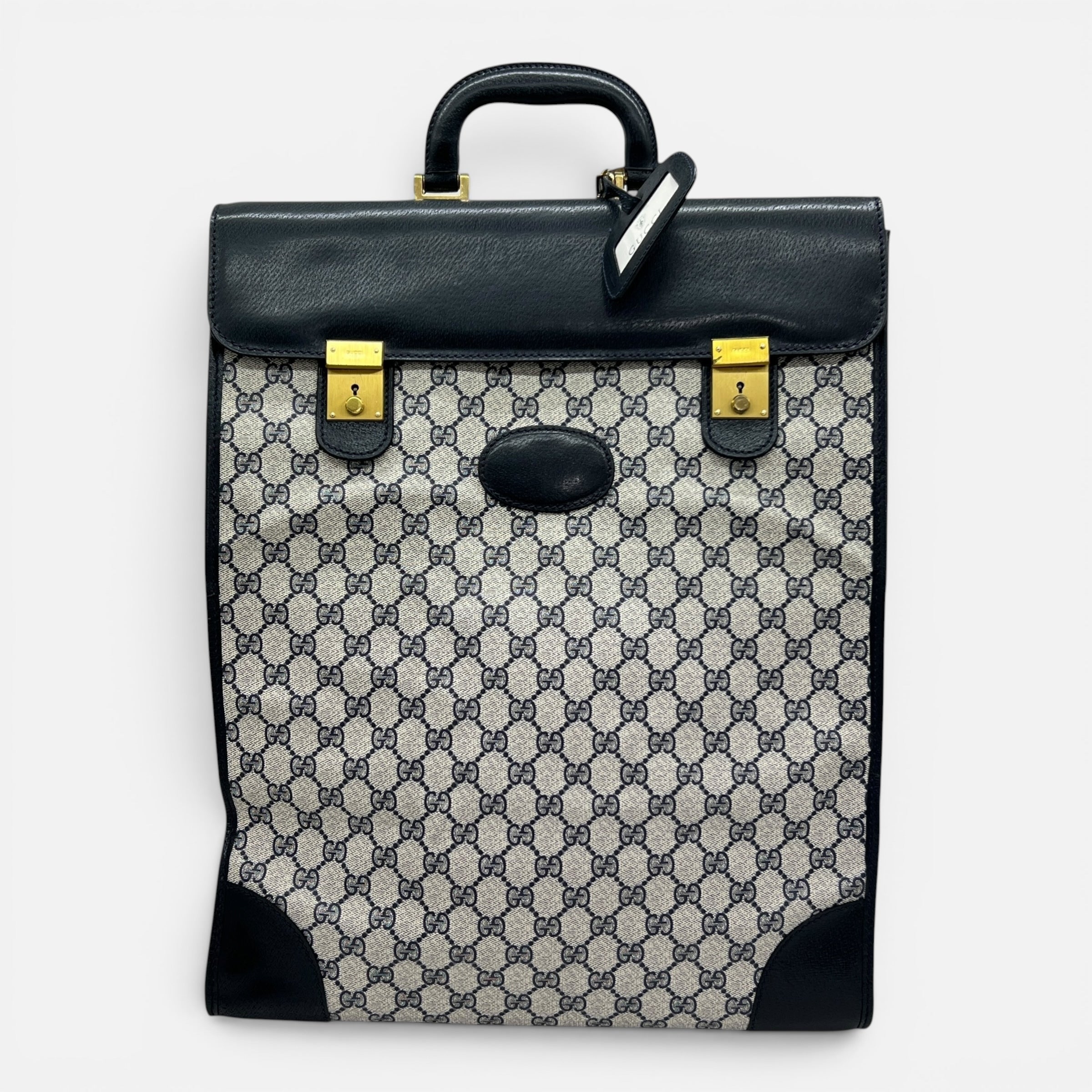 Gucci borsa da viaggio vintage in GG Supreme e pelle (cabinabile)