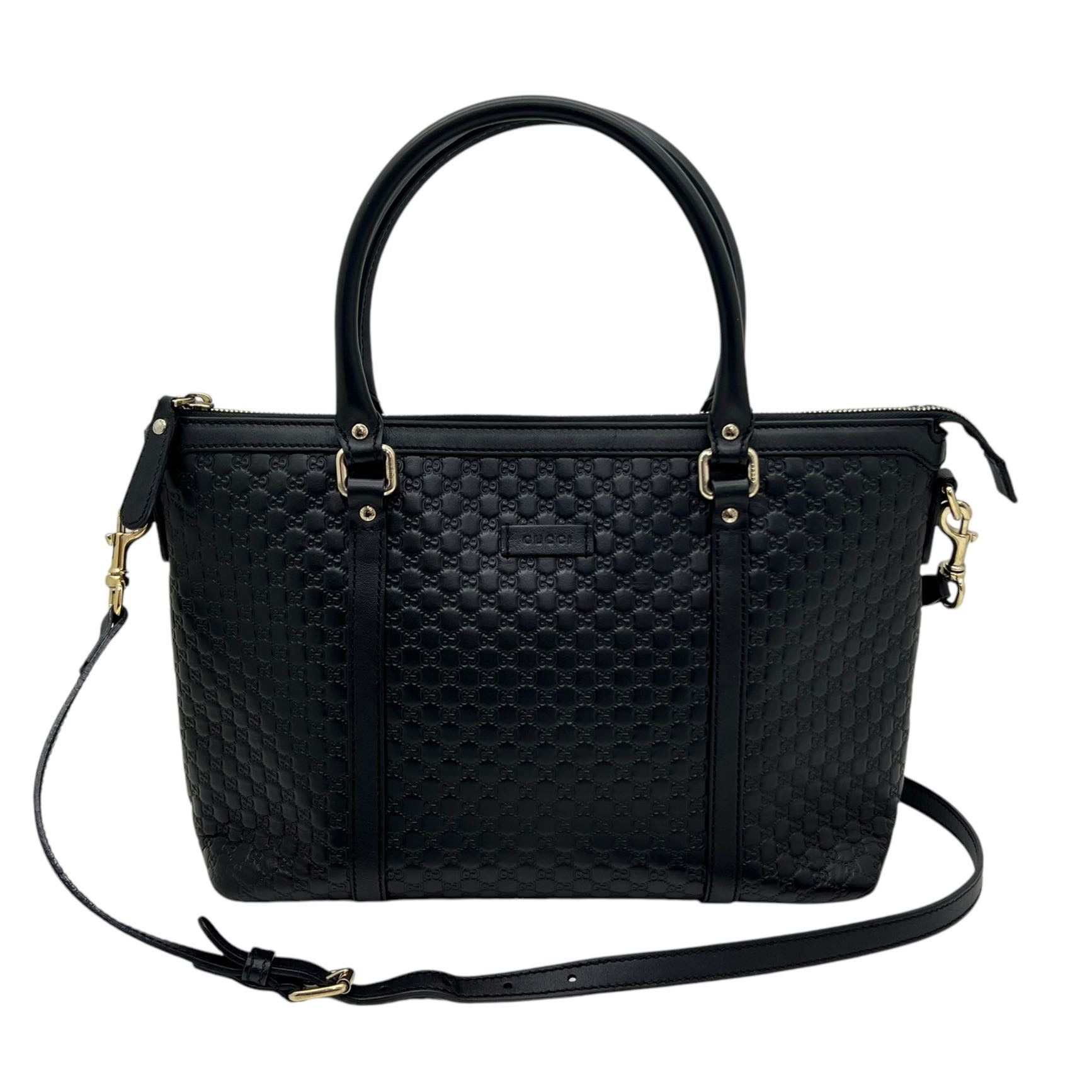 GUCCI TOTE BAG IN PELLE MICROGUCCISSIMA NERA