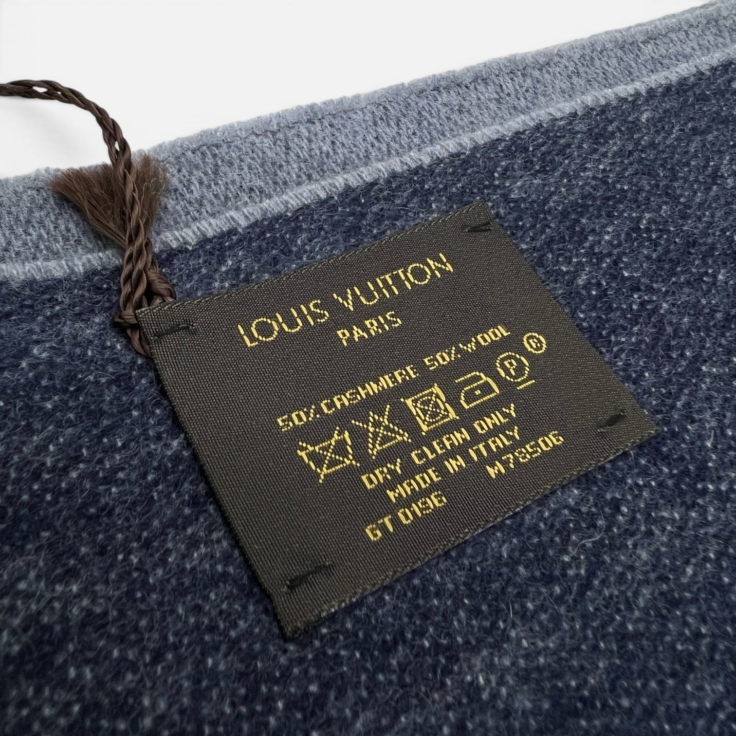 Sciarpa Cashmere e Lana Monogram Gradient Blu Denim