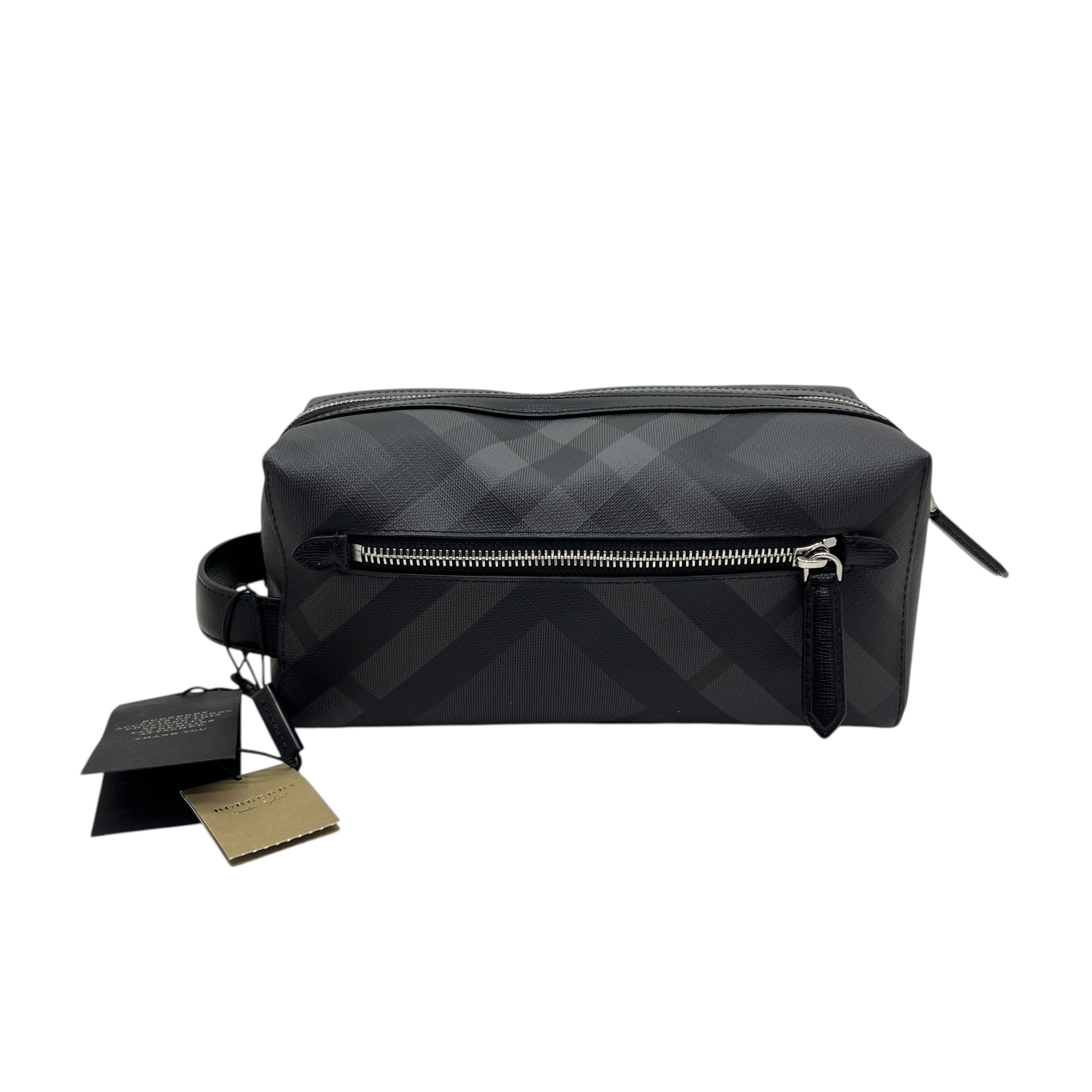 Trousse da viaggio in tela Check e pelle