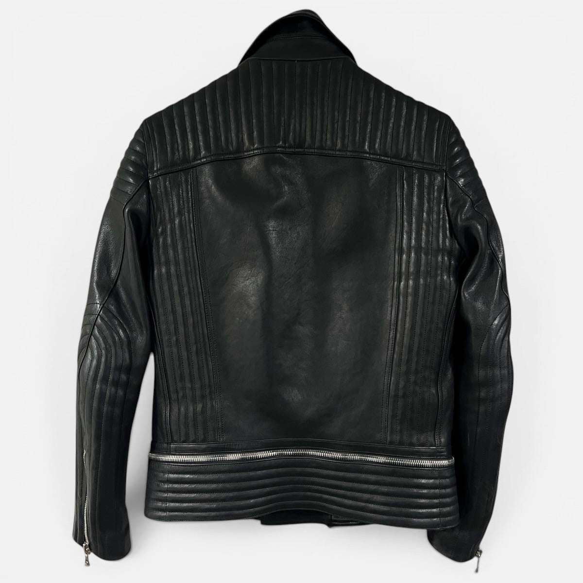 Balmain giacca biker in pelle di agnello tg 52