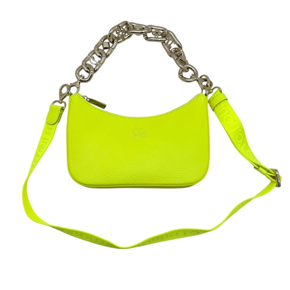 LOUBOUTIN LOUBILA CHAIN BORSA A SPALLA IN PELLE FLUO