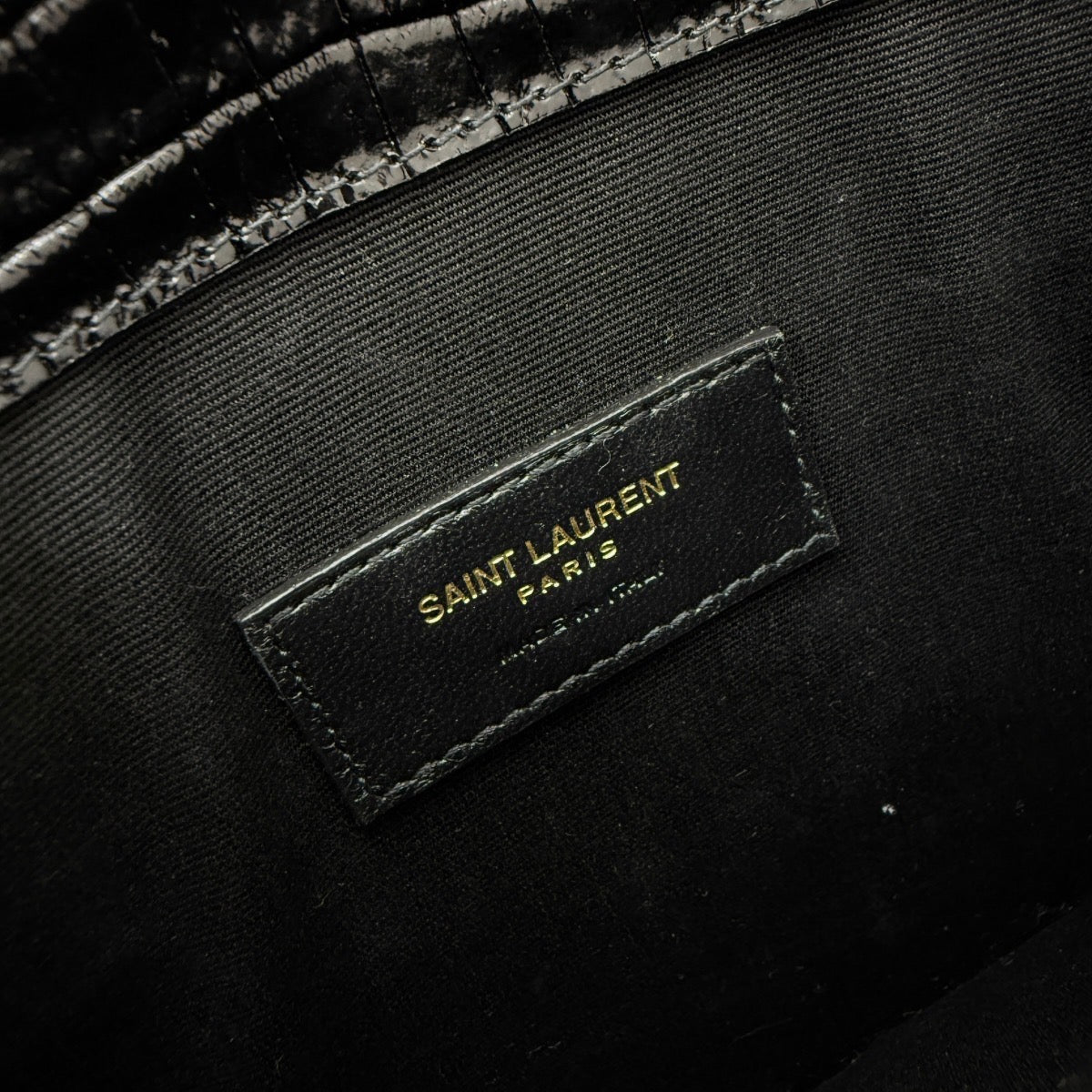 Pochette Uptownin pelle lucida coccodrillo