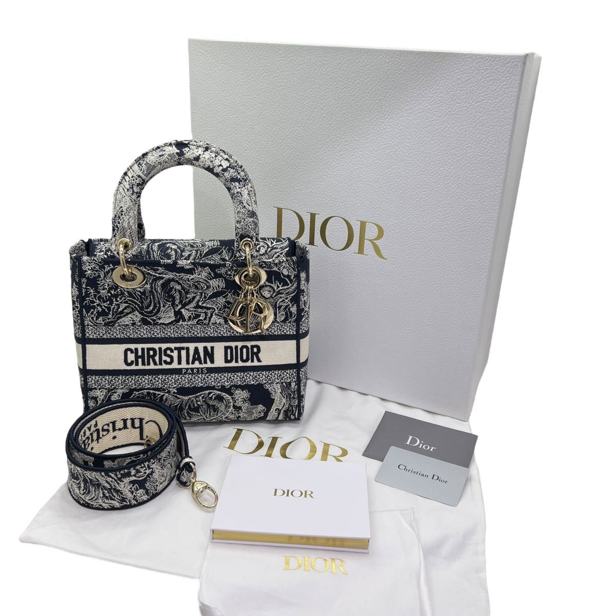 DIOR LADY D-LITE CON RICAMO TOILE DE JOUY REVERSE BLU