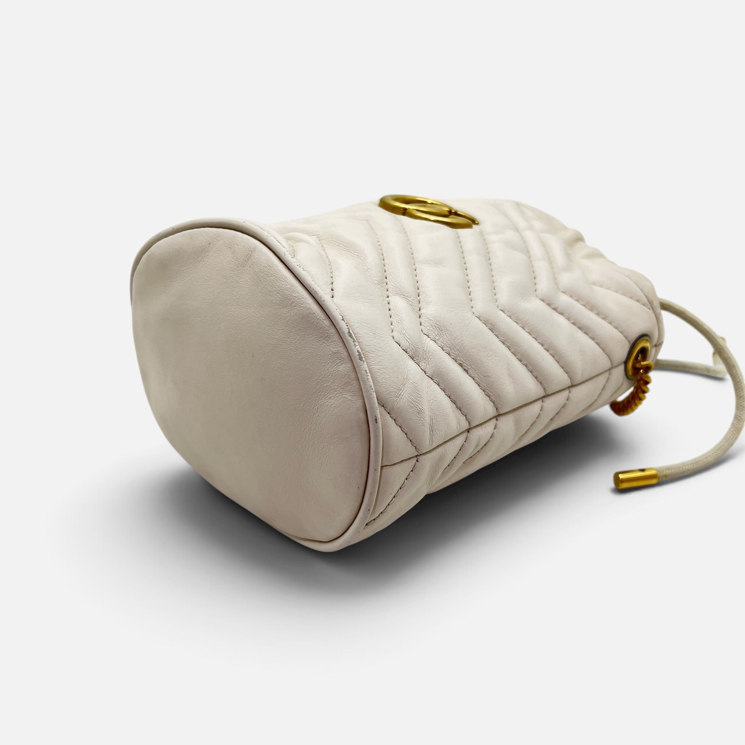 Mini secchiello GG Marmont in pelle