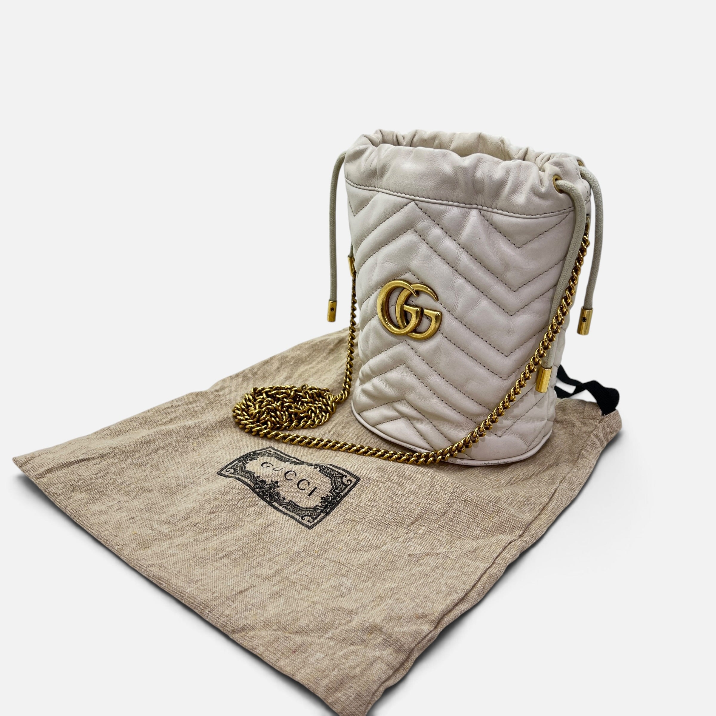 Mini secchiello GG Marmont in pelle