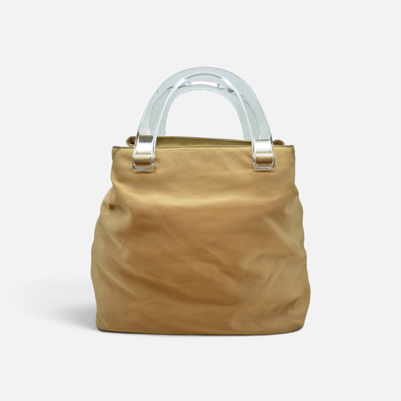 Borsa a mano vintage in nylon cachi