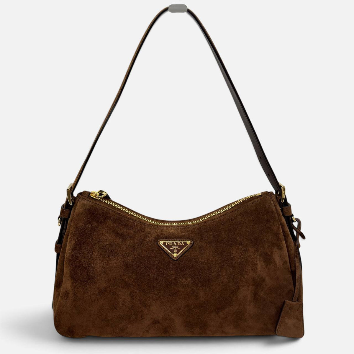 Borsa a spalla Prada Aimée medium in pelle scamosciata
