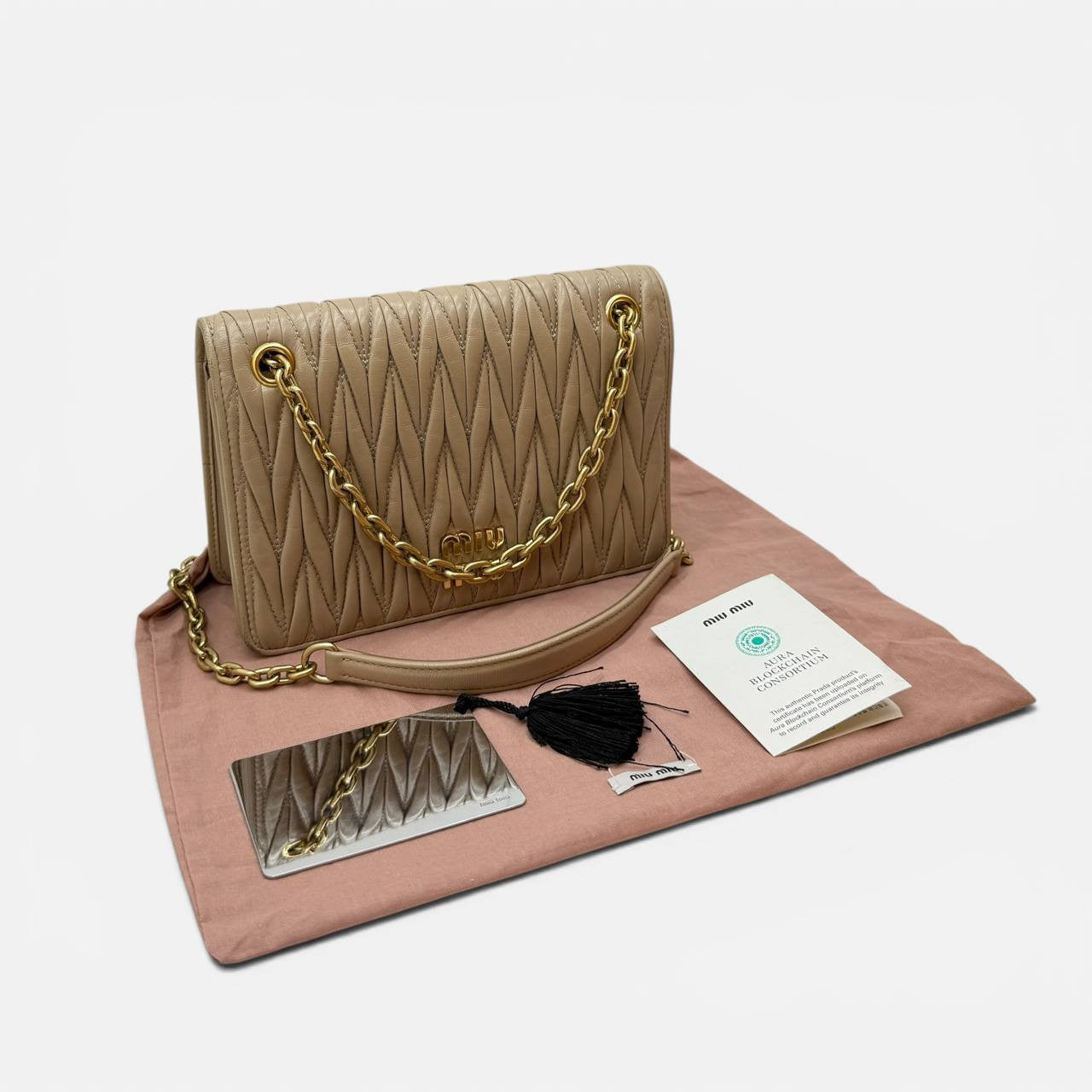 Borsa a tracolla in nappa Matelasse beige