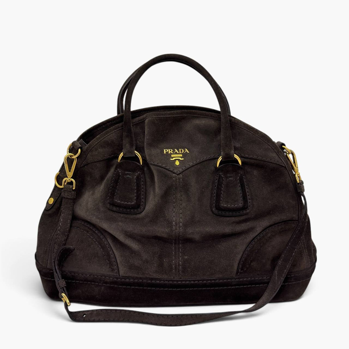 Borsa Bowler in pelle scamosciata