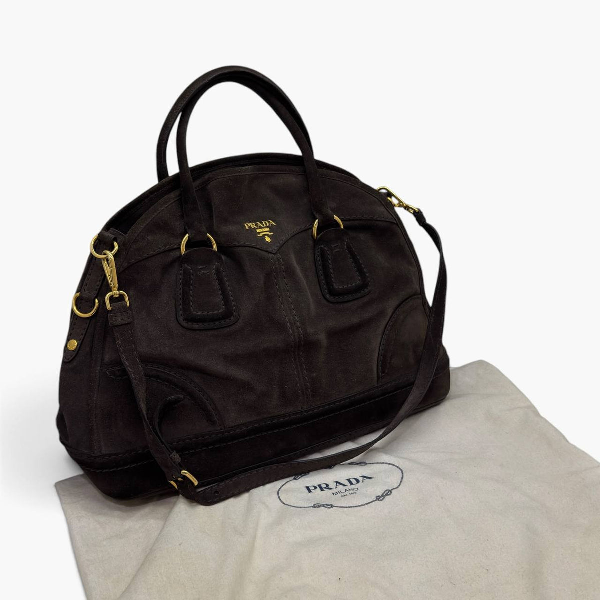 Borsa Bowler in pelle scamosciata