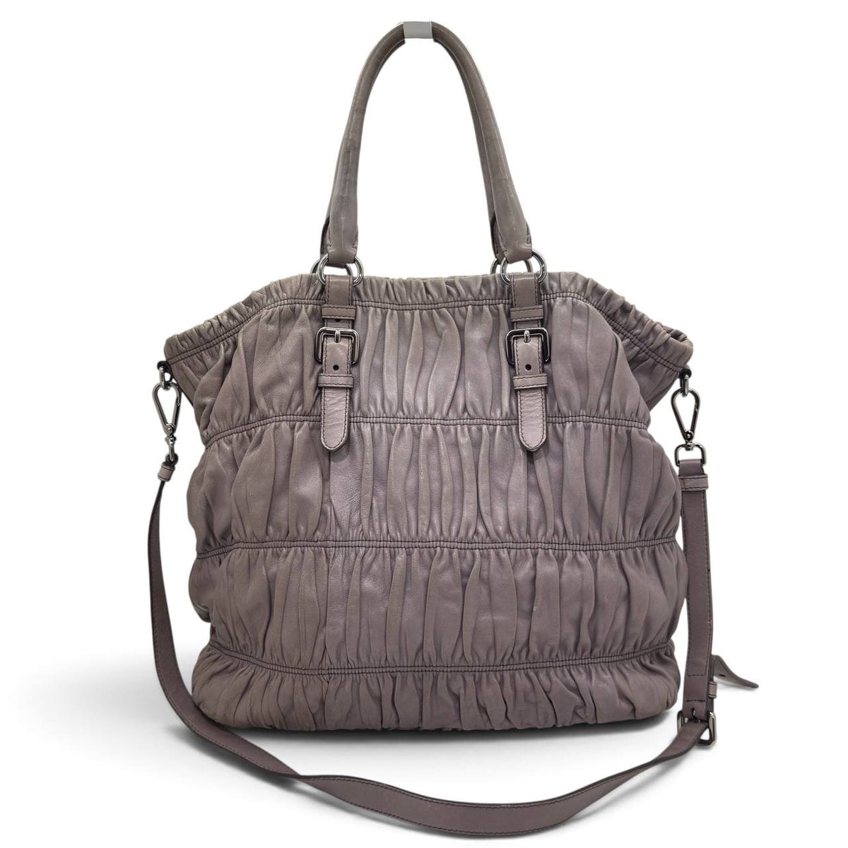 Borsa shopping grande in pelle goffrata