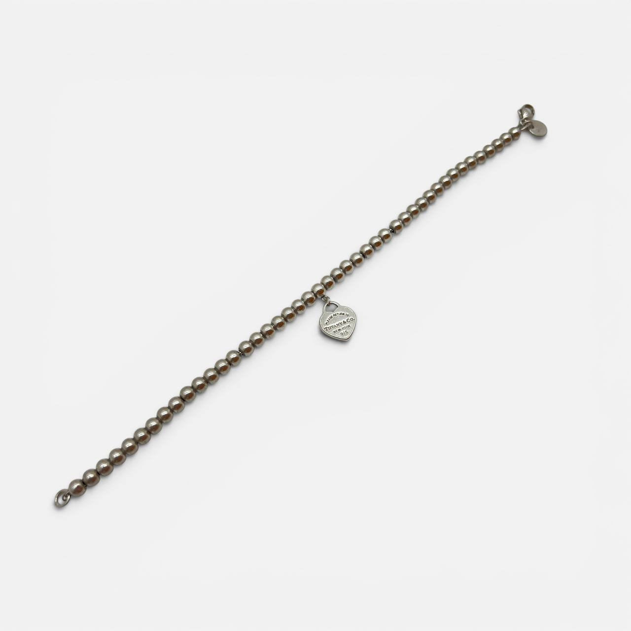 Bracciale Bead Heart Tag in argento