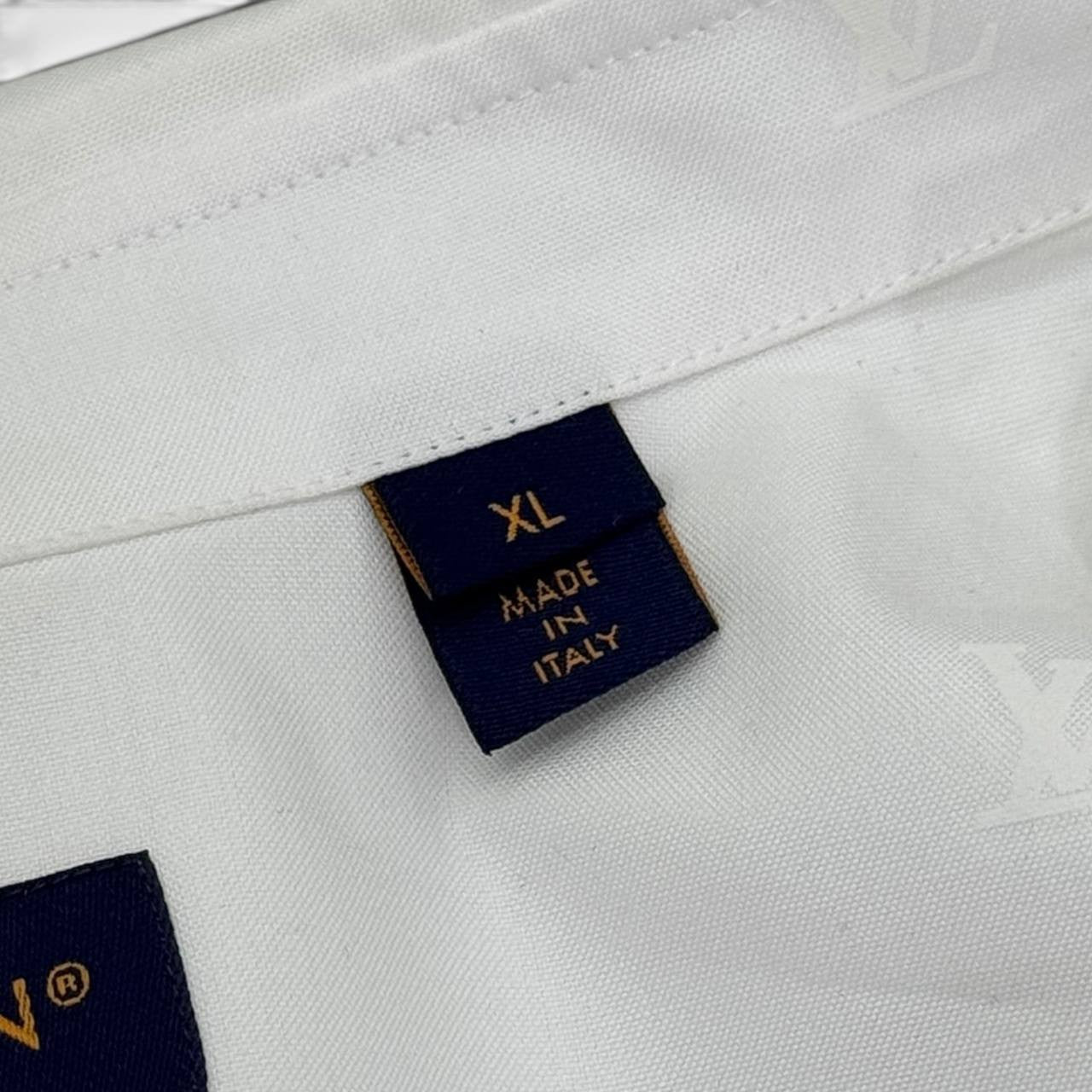 Camicia a maniche lunghe in cotone con firme LV Blason stampate taglia XL