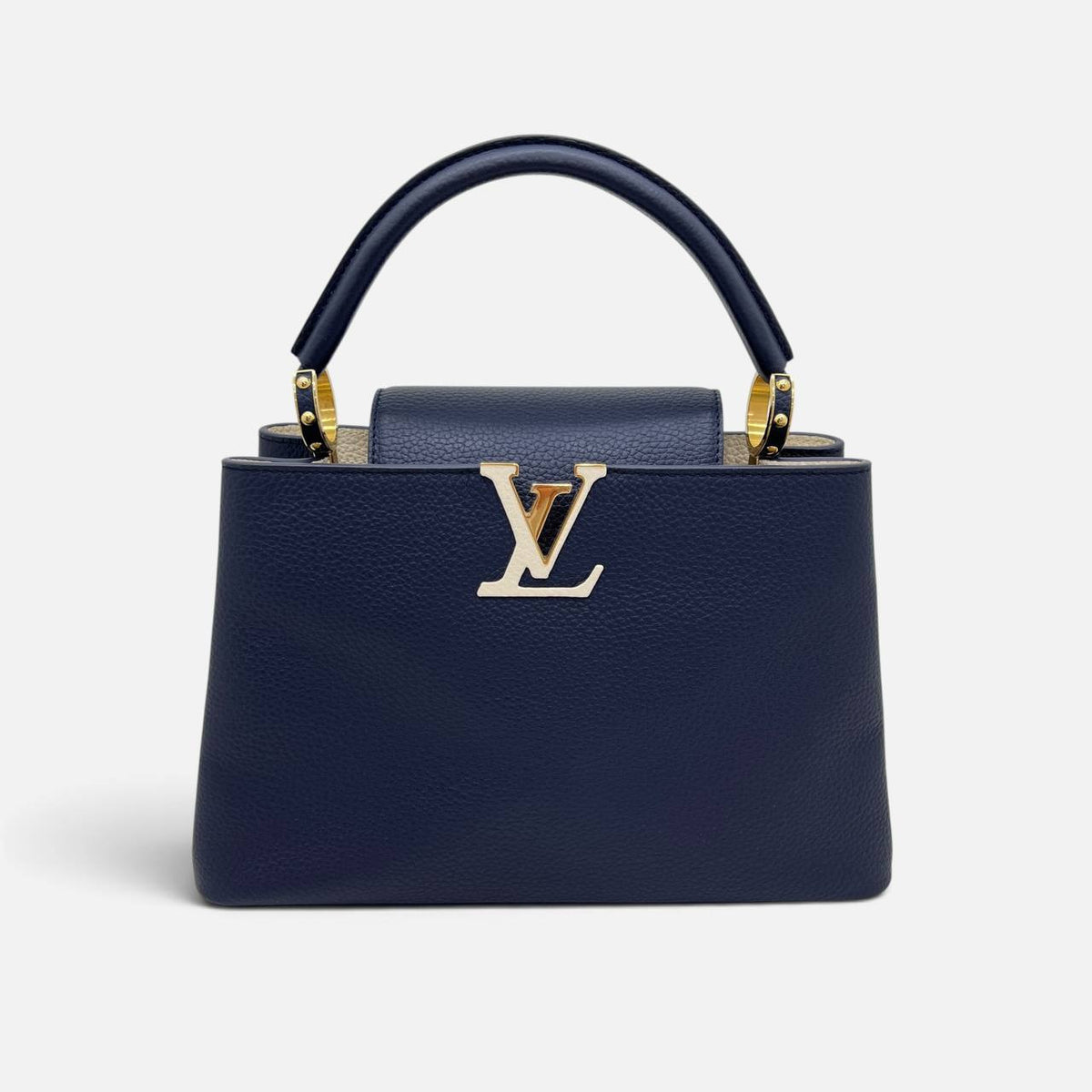 Capucines in pelle blu e bianca