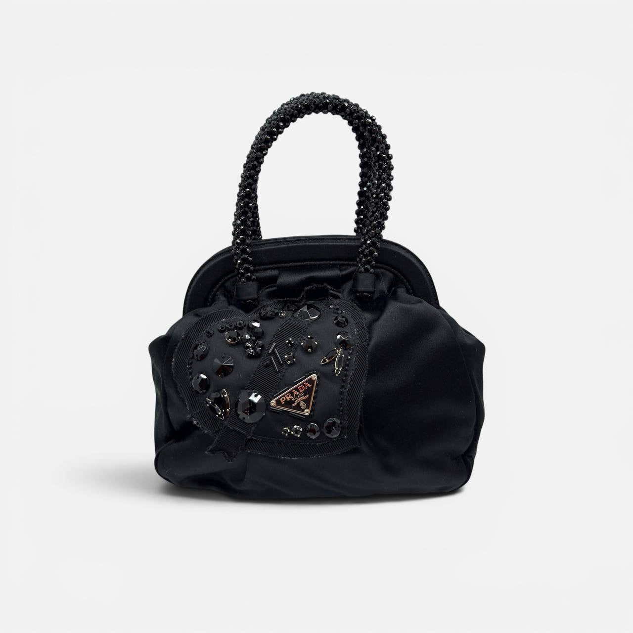 Clutch bag in raso nero
