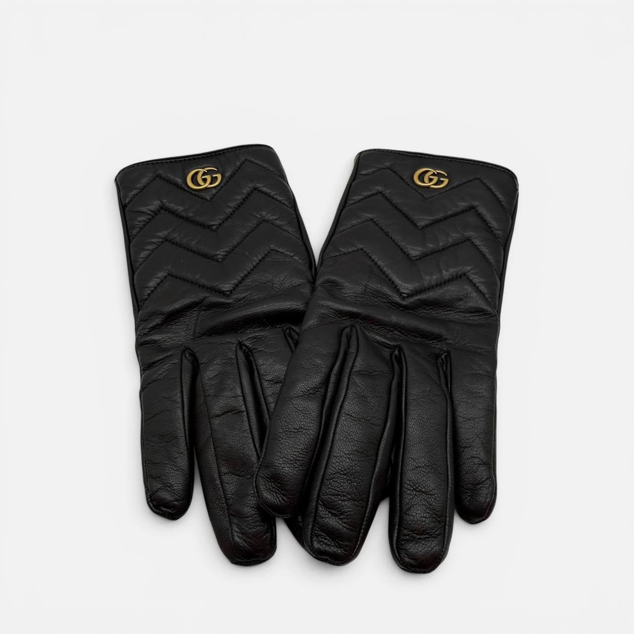 Guanti GG Marmont in pelle nera