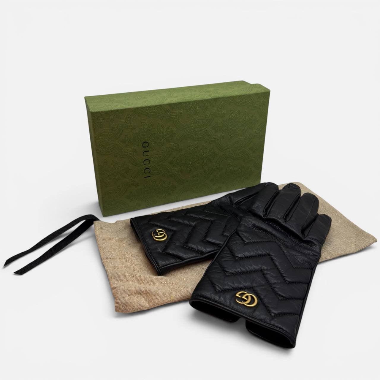 Guanti GG Marmont in pelle nera