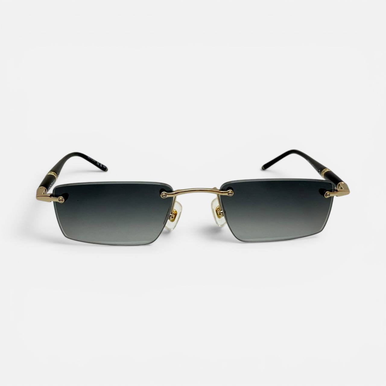 Occhiali da sole rettangolari con montatura in metallo color oro