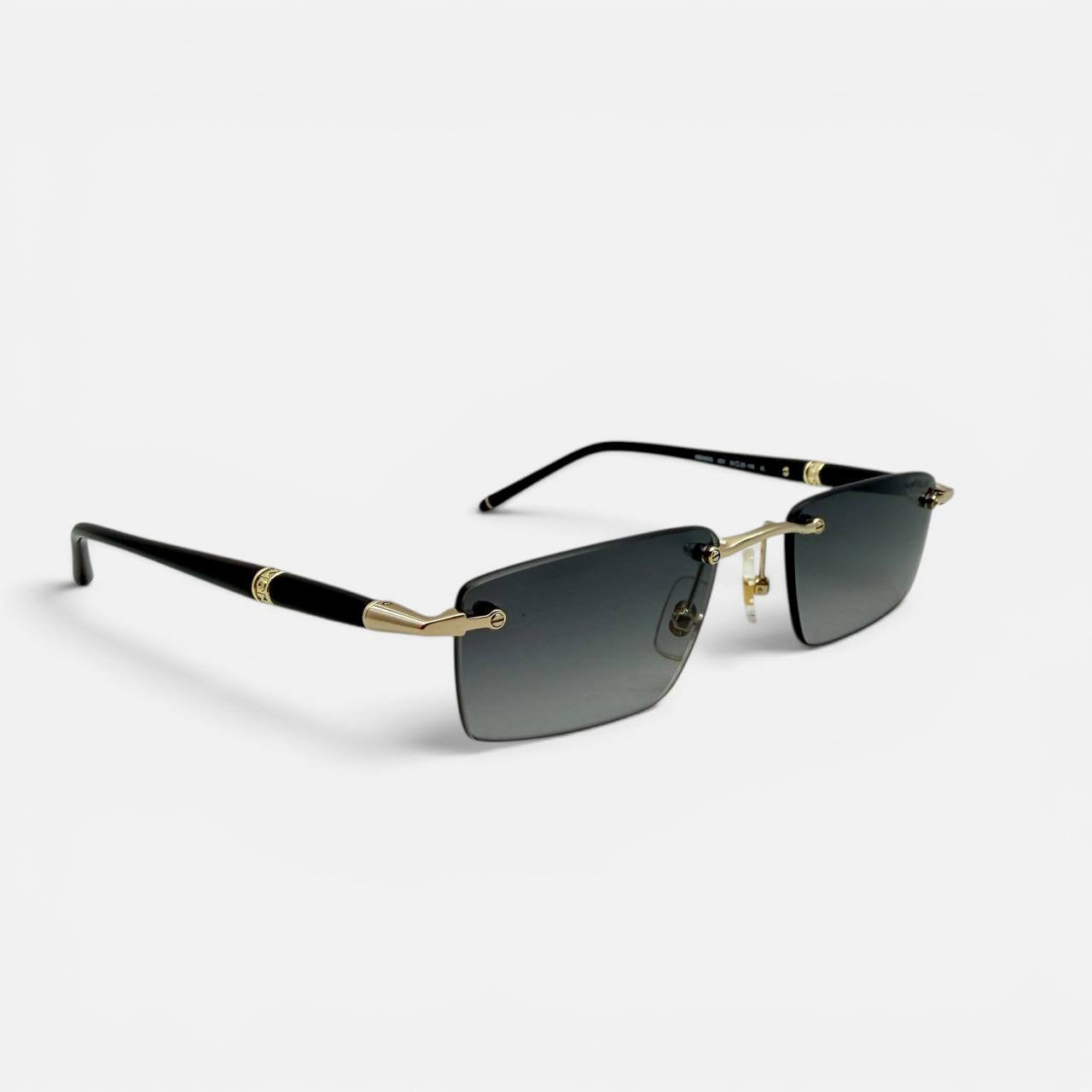 Occhiali da sole rettangolari con montatura in metallo color oro