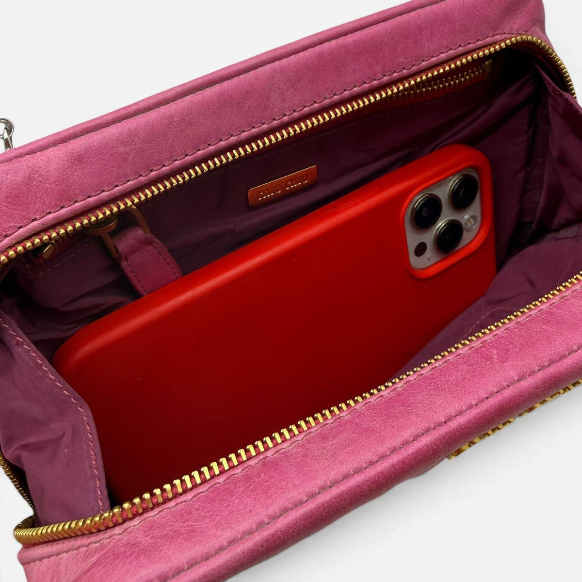 Pochette in pelle rosa
